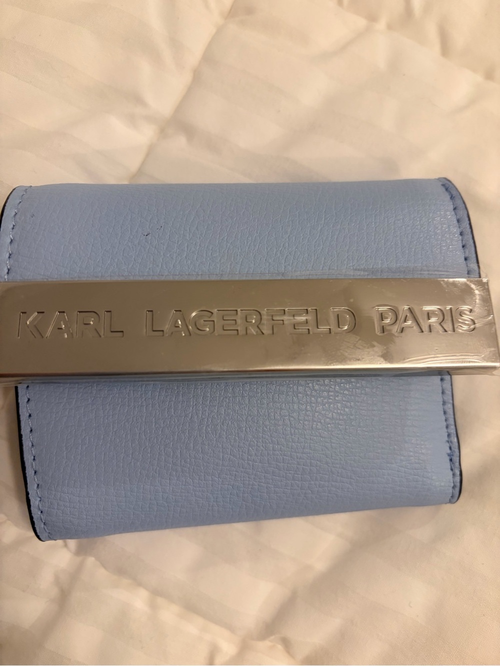 Karl Lagerfeld periwinkle Leather wallet with Silver Plate